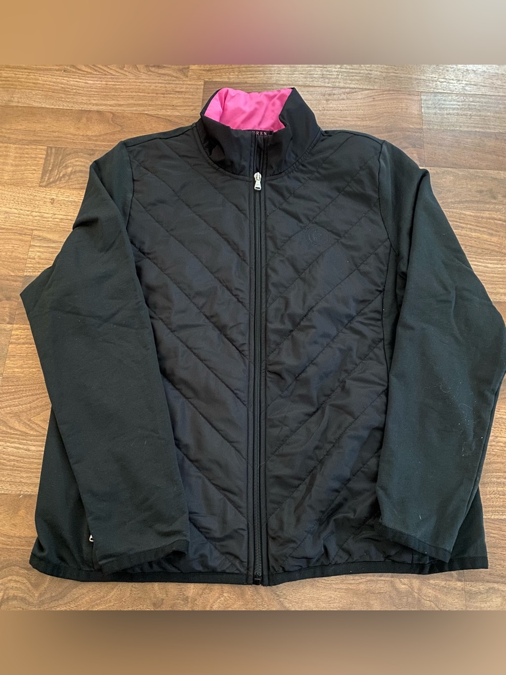 Lauren Ralph Lauren Black Quilted Women's Jacket with Pink Lining